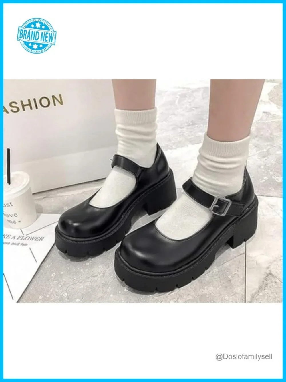 Faux Leather Gothic Mary Jane Platform Pumps with Buckle